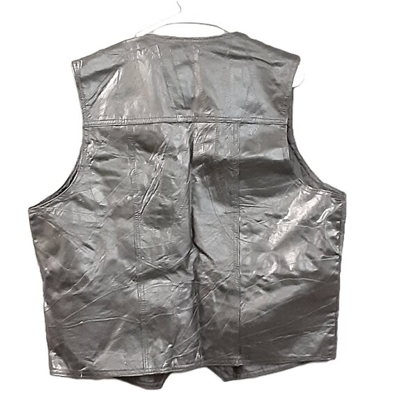 Navarre Leather Company Vest XL Black Genuine Leather Italian. Snap, Sm spots - Picture 5 of 9